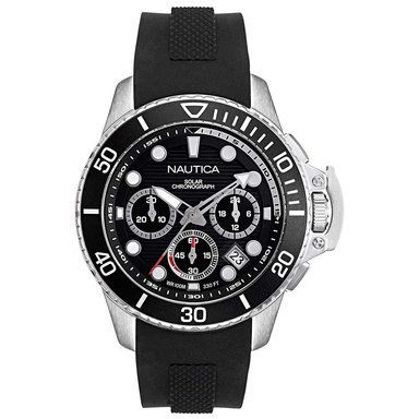 RELOJ NAUTICA HOMBRE BAYSIDE NAPBSC904 SOLAR FECHA CRONÓMETRO CORREA NEGRO SILICONA