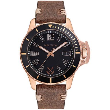 RELOJ NAUTICA HOMBRE NAPBSF915 BAYSIDE CORREA MARRÓN ORO ROSADO CUERO
