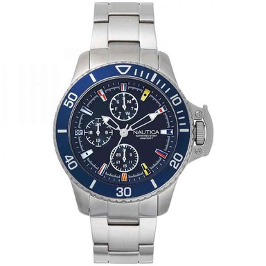 RELOJ NAUTICA HOMBRE NAPBYS005 BAYSIDE MULTIFUNCIONAL PLATEADO AZUL