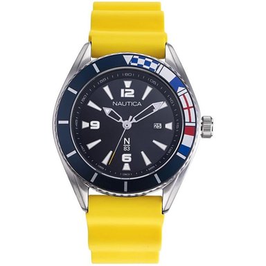 RELOJ NAUTICA HOMBRE NAPUSS904 N83 URBAN SURF FECHA CORREA AMARILLO AZUL SILICONA