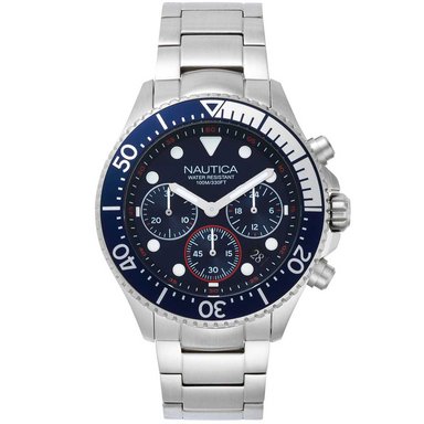 RELOJ NAUTICA HOMBRE NAPWPC006 WESTPORT FECHA CRONÓMETRO PLATEADO AZUL ACERO INOXIDABLE