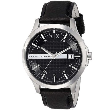 RELOJ ARMANI EXCHANGE HOMBRE ANÁLOGO AX2101 HAMPTON CORREA NEGRO PLATEADO CUERO ACERO INOXIDABLE