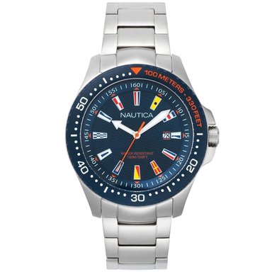 RELOJ NAUTICA HOMBRE NAPJBC004 JONES BEACH FECHA PLATEADO AZUL ACERO INOXIDABLE