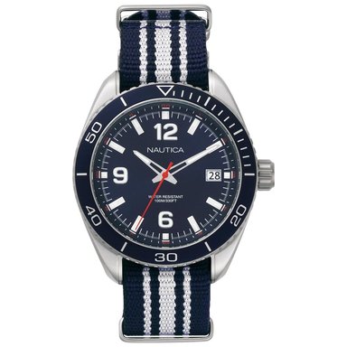 RELOJ NAUTICA HOMBRE NAPKBN001 KEY BISCAYNE FECHA CORREA NAILON AZUL BLANCO