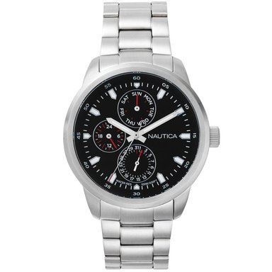 RELOJ NAUTICA HOMBRE NAPFRL005 FORBELL MULTIFUNCIONAL PLATEADO NEGRO ACERO INOXIDABLE