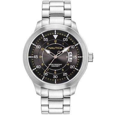 RELOJ NAUTICA HOMBRE NAPPLP907 POINT LOMA FECHA PLATEADO NEGRO ACERO INOXIDABLE