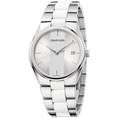 RELOJ CALVIN KLEIN HOMBRE ANÁLOGO K9E211K6 CONTRAST SUIZO ZAFIRO FECHA PLATEADO BLANCO ACERO INOXIDABLE