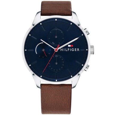 RELOJ TOMMY HILFIGER HOMBRE 1791487 CHASE MULTIFUNCIONAL CORREA MARRÓN AZUL CUERO
