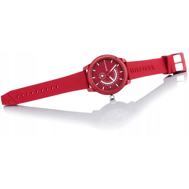 RELOJ TOMMY HILFIGER HOMBRE ANÁLOGO 1791480 DENIM 3 FECHA CORREA ROJO SILICONA - 3