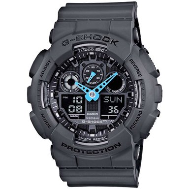 RELOJ CASIO G-SHOCK HOMBRE ANÁLOGO DIGITAL GA100C-8A ACUÁTICO LUZ AUTOMÁTICA GRIS