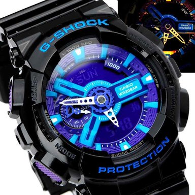 RELOJ CASIO G-SHOCK HOMBRE ANÁLOGO DIGITAL GA110HC-1A LUZ AUTOMÁTICA NEGRO MORADO - 4