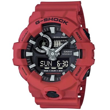 RELOJ CASIO G-SHOCK HOMBRE ANÁLOGO DIGITAL GA700-4A LUZ LED 200M ROJO