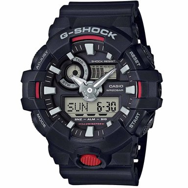 RELOJ CASIO G-SHOCK HOMBRE ANÁLOGO DIGITAL GA700-1A LUZ FONDO NEGRO ROJO