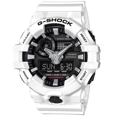 RELOJ CASIO G-SHOCK HOMBRE ANÁLOGO DIGITAL GA700-7A LUZ LED ACUÁTICO BLANCO RESINA