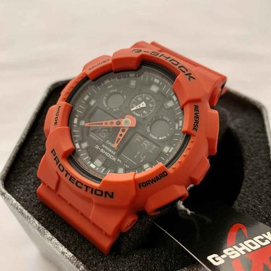 RELOJ CASIO G-SHOCK HOMBRE ANÁLOGO DIGITAL GA100L-4A ACUÁTICO LUZ AUTOMÁTICA NARANJA - 2