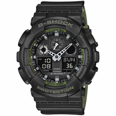 RELOJ CASIO G-SHOCK HOMBRE ANÁLOGO DIGITAL GA100L-1A ACUÁTICO NEGRO VERDE