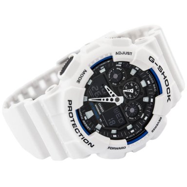 RELOJ CASIO G-SHOCK HOMBRE ANÁLOGO DIGITAL GA100B-7A LUZ LED ALARMA ACUÁTICO BLANCO NEGRO AZUL - 2
