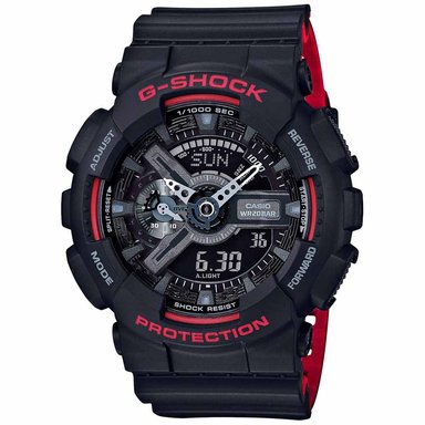 RELOJ CASIO G-SHOCK HOMBRE ANÁLOGO DIGITAL GA110HR-1A LUZ AUTOMÁTICA ACUÁTICO NEGRO ROJO