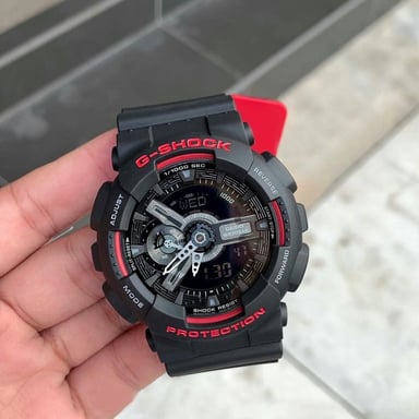 RELOJ CASIO G-SHOCK HOMBRE ANÁLOGO DIGITAL GA110HR-1A LUZ AUTOMÁTICA ACUÁTICO NEGRO ROJO - 2