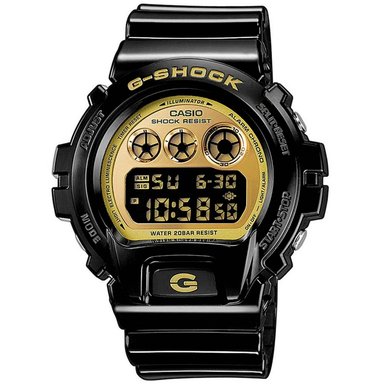 RELOJ CASIO G-SHOCK HOMBRE DIGITAL DW-6900CB-1 ACUÁTICO LUZ NEGRO BRILLANTE DORADO