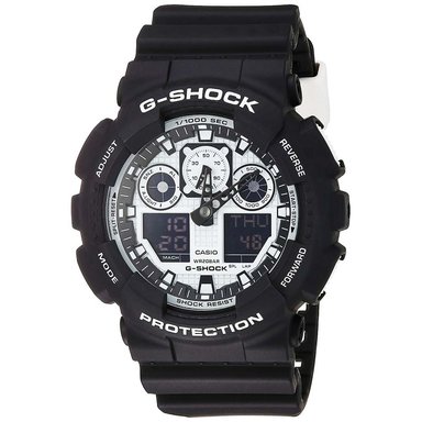 RELOJ CASIO G-SHOCK HOMBRE ANÁLOGO DIGITAL GA100BW-1A ACUÁTICO LUZ LED NEGRO BLANCO
