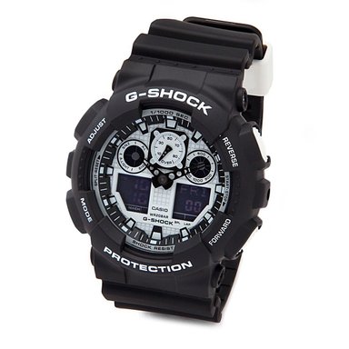 RELOJ CASIO G-SHOCK HOMBRE ANÁLOGO DIGITAL GA100BW-1A ACUÁTICO LUZ LED NEGRO BLANCO - 2