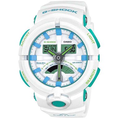 RELOJ CASIO G-SHOCK HOMBRE ANÁLOGO DIGITAL GA-500WG-7A LUZ FONDO ACUÁTICO BLANCO