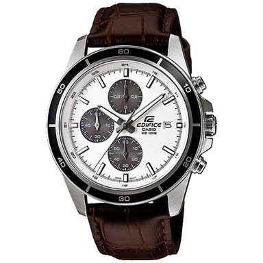 RELOJ CASIO HOMBRE ANÁLOGO EFR-526L-7AV EDIFICE NUMERO SERIE CRONOMETRO CORREA MARRÓN BLANCO CUERO