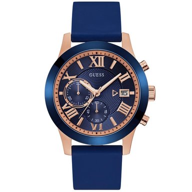 RELOJ GUESS HOMBRE ANÁLOGO W1055G2 ATLAS CRONÓMETRO CORREA AZUL DORADO ACERO INOXIDABLE SILICONA - 1