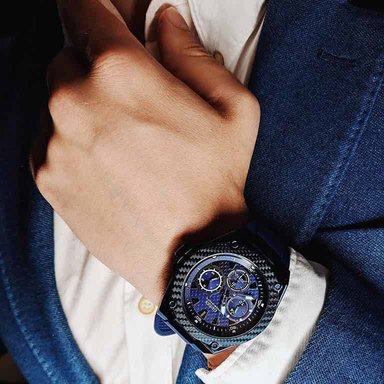 RELOJ GUESS HOMBRE ANÁLOGO W1049G7 LEGACY MULTIFUNCIONAL CORREA AZUL ACERO INOXIDABLE SILICONA - 2
