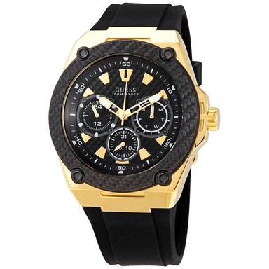 RELOJ GUESS HOMBRE ANÁLOGO W1049G5 LEGACY MULTIFUNCIONAL CORREA NEGRO DORADO ACERO INOXIDABLE SILICONA - 2
