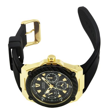 RELOJ GUESS HOMBRE ANÁLOGO W1049G5 LEGACY MULTIFUNCIONAL CORREA NEGRO DORADO ACERO INOXIDABLE SILICONA - 5