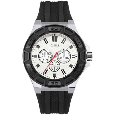 RELOJ GUESS HOMBRE ANÁLOGO W0674G3 FORCE MULTIFUNCIONAL CORREA NEGRO BLANCO ACERO INOXIDABLE SILICONA - 1