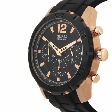 RELOJ GUESS HOMBRE ANÁLOGO U0864G2 CALIBER MULTIFUNCIONAL CORREA NEGRO ORO ROSADO ACERO INOXIDABLE SILICONA - 2
