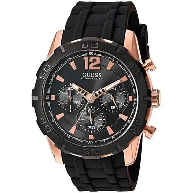 RELOJ GUESS HOMBRE ANÁLOGO U0864G2 CALIBER MULTIFUNCIONAL CORREA NEGRO ORO ROSADO ACERO INOXIDABLE SILICONA - 4