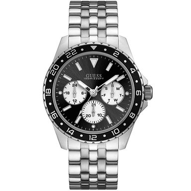 RELOJ GUESS HOMBRE ANÁLOGO U1107G1 ODYSSEY MULTIFUNCIONAL PLATEADO NEGRO ACERO INOXIDABLE