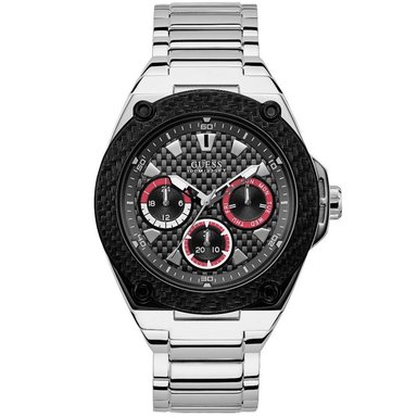 RELOJ GUESS HOMBRE ANÁLOGO W1305G1 LEGACY U1305G1 MULTIFUNCIONAL PLATEADO NEGRO ACERO INOXIDABLE