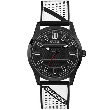 RELOJ GUESS HOMBRE ANÁLOGO W1300G2 STREAK CORREA BLANCO NEGRO ACERO INOXIDABLE SILICONA