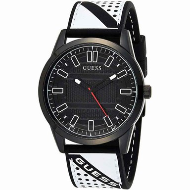 RELOJ GUESS HOMBRE ANÁLOGO W1300G2 STREAK CORREA BLANCO NEGRO ACERO INOXIDABLE SILICONA - 2