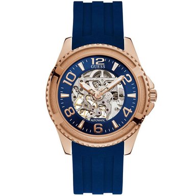 RELOJ GUESS HOMBRE ANÁLOGO AUTOMÁTICO W1268G3 ELITE CORREA AZUL DORADO ACERO INOXIDABLE SILICONA