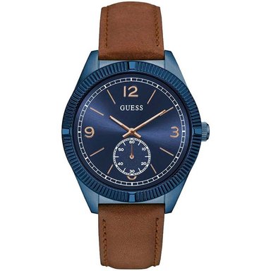 RELOJ GUESS HOMBRE ANÁLOGO W0873G2 YORK CORREA MARRÓN AZUL CUERO ACERO INOXIDABLE - 1