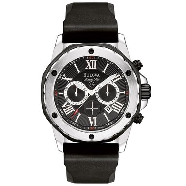 RELOJ BULOVA HOMBRE ANÁLOGO 98B127 MARINE STAR CRONOMETRO FECHA CORREA NEGRO PLATEADO ACERO INOXIDABLE SILICONA