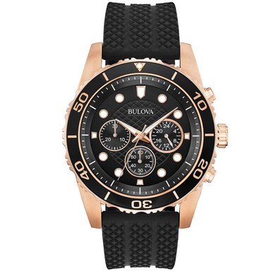 RELOJ BULOVA HOMBRE ANÁLOGO 98A192 CRONOMETRO ORO ROSADO CORREA ACERO INOXIDABLE SILICONA