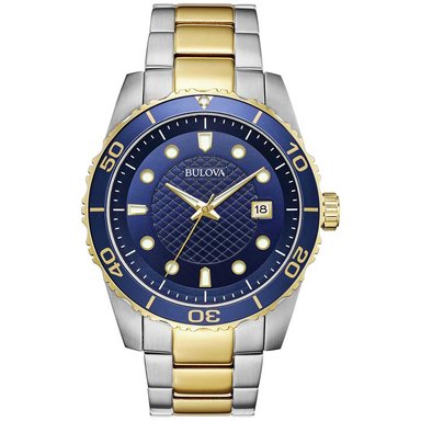 RELOJ BULOVA HOMBRE ANÁLOGO 98A200 FECHA PLATEADO DORADO AZUL ACERO INOXIDABLE
