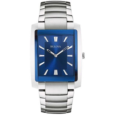 RELOJ BULOVA HOMBRE ANÁLOGO 96A169 LUJO FECHA PLATEADO AZUL ACERO INOXIDABLE