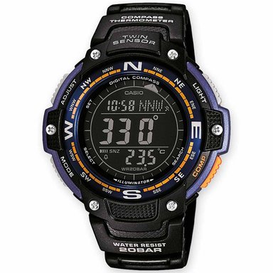 RELOJ CASIO HOMBRE DIGITAL SGW100-2B TWIN SENSOR BRÚJULA TERMOMETRO CRONOMETRO LUZ LED NEGRO