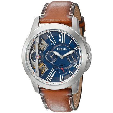 RELOJ FOSSIL HOMBRE ANÁLOGO ME1161 GRANT TWIST DOBLE MECANISMO CORREA MARRÓN AZUL CUERO
