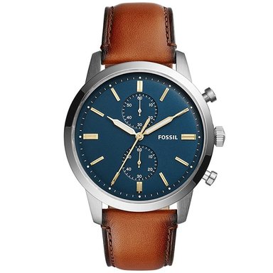 RELOJ FOSSIL HOMBRE ANÁLOGO FS5279 TOWNSMAN CRONOMETRO CORREA MARRÓN AZUL CUERO
