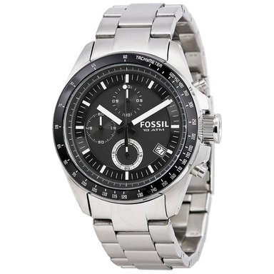 RELOJ FOSSIL HOMBRE ANÁLOGO CH2600 DECKER CRONOMETRO PLATEADO NEGRO ACERO INOXIDABLE