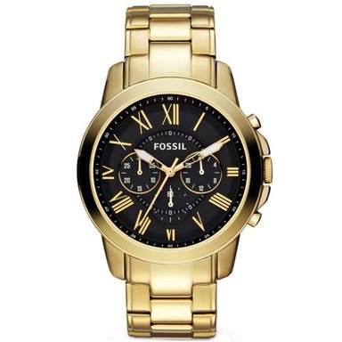 RELOJ FOSSIL HOMBRE ANÁLOGO FS4815 GRANT CRONOMETRO DORADO NEGRO ACERO INOXIDABLE